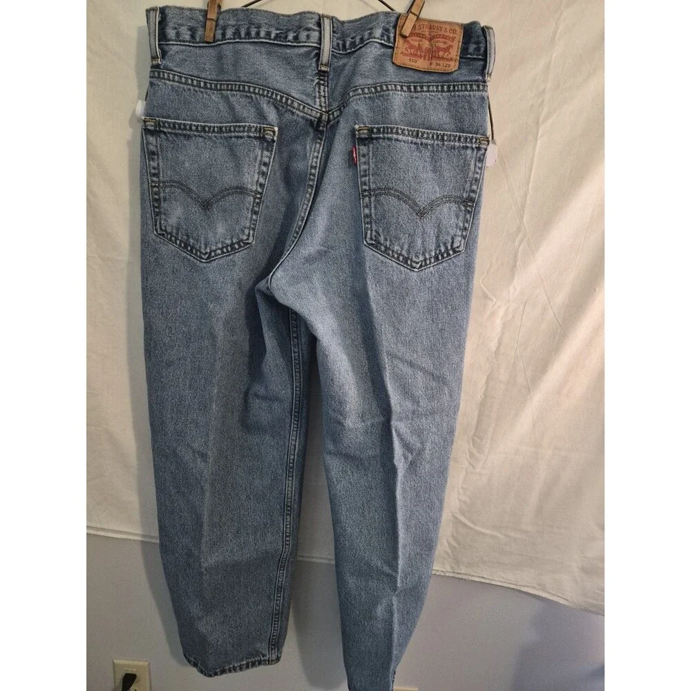 Levi's Denim Jeans 34/29 Relaxed Fit Tapered Mid Rise Med Wash
